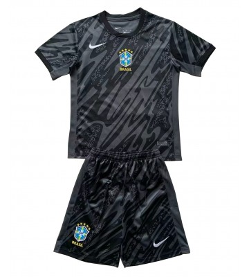 Brasilien Målvakt Borta Kläder Barn Copa America 2024 Kortärmad (+ Korta byxor)